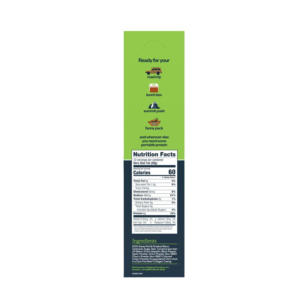 Patagonia Provisions Grass-Fed Jalapeño Bison Meat Sticks