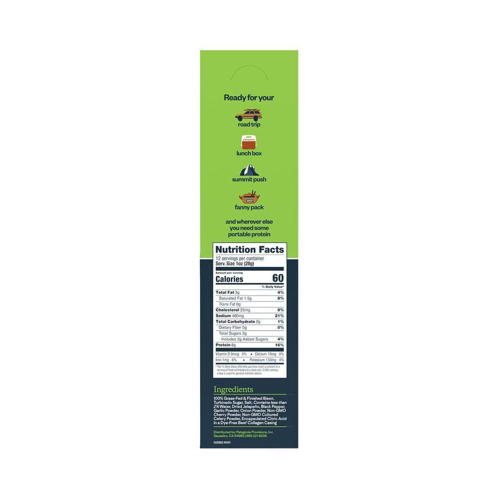 Patagonia Provisions Grass-Fed Jalapeño Bison Meat Sticks